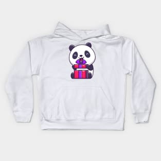 Cute Panda Opening Birthday Gift Cartoon Kids Hoodie